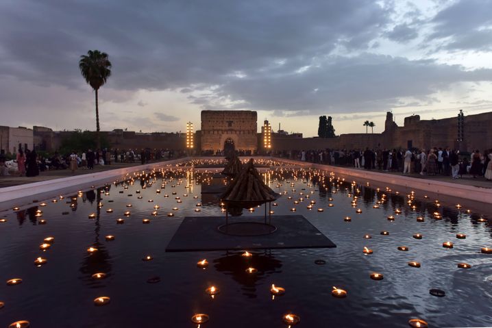 Eine Postkartenansicht des El Badi Palace in der marokkanischen Stadt Marrakech