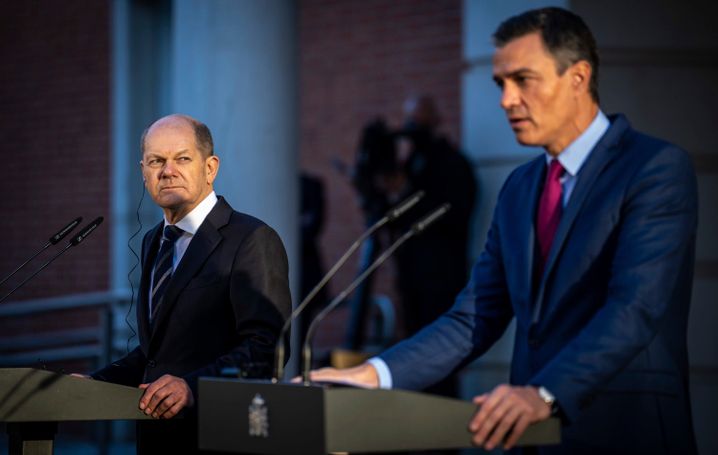 Olaf Scholz und Pedro Sánchez beim Antrittsbesuch des Kanzlers im Januar