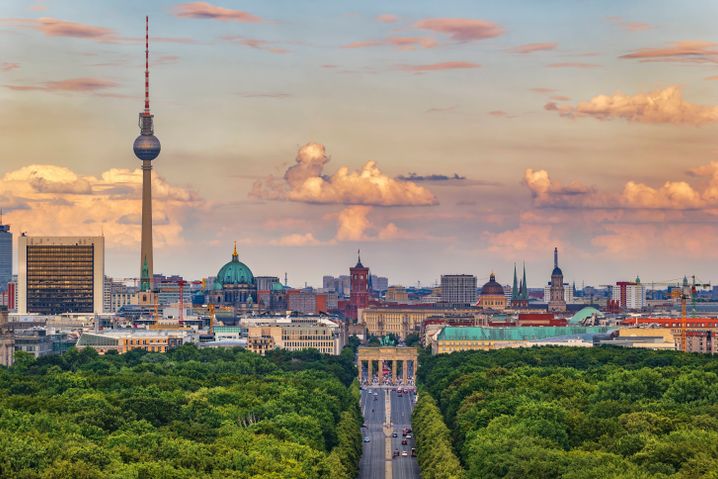 Blick vom Tiergarten auf Berliner Zentrum